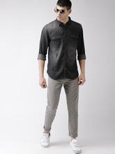 Men Grey Slim Fit Solid Chinos