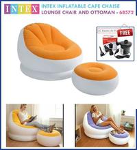 INTEX Inflatable Cafe Chaise  Lounge Chair and Ottoman with Free Air Pump - 68572