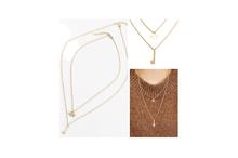 Gold Toned Double-layer Geometric Elephant Giraffe Link Chain Pendant