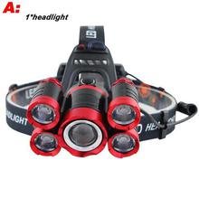 CREE 5*LED XML T6 Headlight 20000 Lumens 4mode Zoomable Headlamp