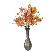 Silver Ceramic Vase With Plastic Flowers