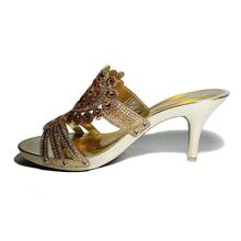 Golden Slide Heeled Sandals for Women