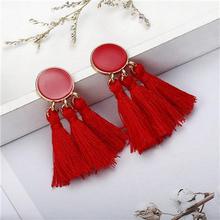 Bohemia Statement Tassel Earrings Gold Color Round Drop