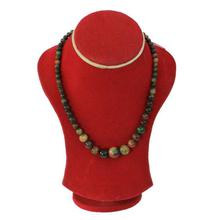 Green Beaded Stone Necklace For Women