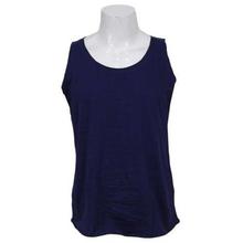 Navy Blue Solid Tank Top For Men