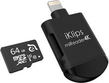 Adam iKlips miReader 4K Apple Lightning / Micro USB dual-interface to microSD Card Reader Black