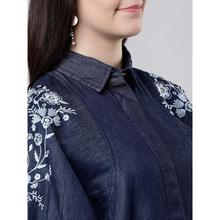 Casual Half Sleeve Solid Women Blue Top