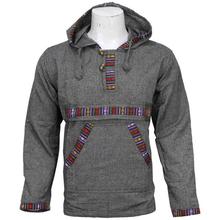 Grey Hooded Bhutani Shirt For Men