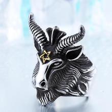 BEIER Vintage Stainless Steel Big Goat Head Ring Unique