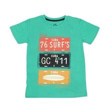 Green Cuba Surf's Printed Cotton T-Shirt For Boys - (GC CREW 06)