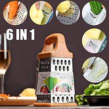 Expresso 6-Sided Stainless Steel Grater and Slicer,Wood Finish