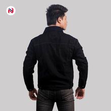 Nyptra Black Solid Denim Jeans Jacket For Men