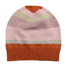 Orange/Pink/Grey Striped 100% Cashmere Cap