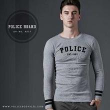 X077 Extra Size Round Neck T-shirt For Men - Grey