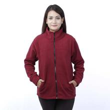 Maroon Front Zippered Polar Fleece Jacket-MJK1076