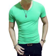 Summer Men's Solid T-shirt Cotton O-neck Short Sleeved T