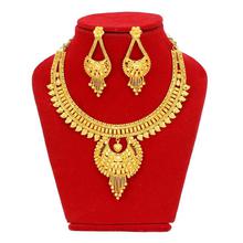 24K Gold Plated Chandbali Designed Necklace and Earrings Jewelry Set For Women