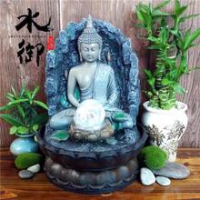 Lord Buddha Water Fountain with LED Lights and Water Pump (Brown, Golden, 12" X 8" X 8")