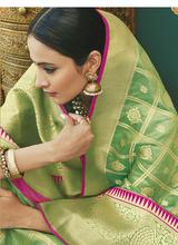 Stylee Lifestyle Green Banarasi Silk Jacquard Saree -1531