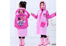 Children Kids Cartoon Print  Raincoat with Inflatable Hat -Large