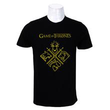 Wosa - Black Round Neck Game of Thrones Print Half Sleeve Tshirt for Men