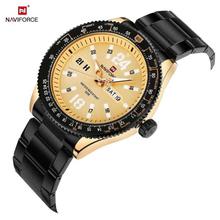 NaviForce Golden/Black Metal Strap Chronograph Watch For Men - NF9102