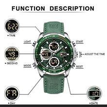 Naviforce NF9197L Men Military Digital Watches Analog Quartz Waterproof Watch Sport Multifunctional Leather Wristwatch