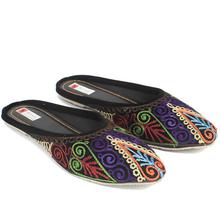 Zari Embroidered Slide Sandals For Women-Pink