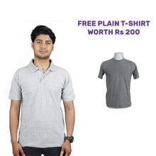 Grey Polo T-shirt with Free Grey Plain T-shirt