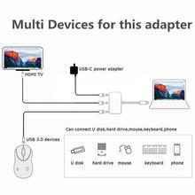 GD Type c to 3 in 1 Type c to HDMI Type c to USB and Type c to Type c Hub 4K Adapter Usb-c to HDMI Converter with 3.0 USB Port and Type C 3.1 Female Charging Port for MacBook