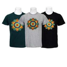 Pack Of 3 Floral Embroidered 100% Cotton T-Shirt For Men-Green/Grey/Black