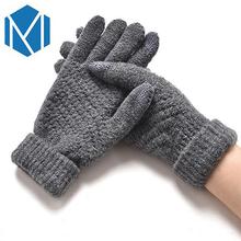 New Knitted Gloves For Women Men Winter Warm Screen Click Sence Mittens Wool-Knitting Solid Thick Soft Luvas Plush Guantes