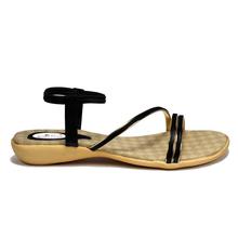 Black/Golden Lined Strappy Sandal For Women