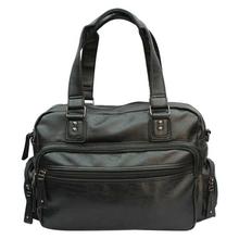 Black PU Leather Unisex Weekender Handbag