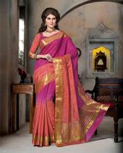 Pink/Orange Bordered Silk Saree With Blouse Piece For Women