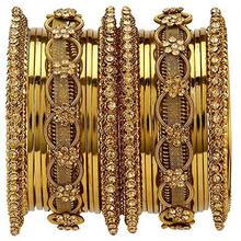 Mansiyaorange Traditional Party Wear Antique Work Golden Color Golden Bangles for Women Stylish