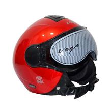 VEGA Verve Red Open Face Helmet With Single Visor