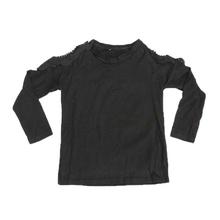 Black Shoulder Cut Full Sleeves T-Shirt For Girls