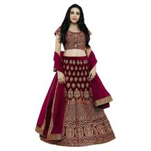 Ethvilla Women's Pure Silk Embroidered Semi stitched Lehenga