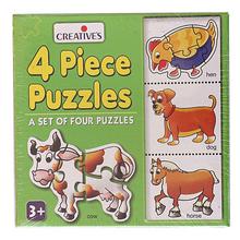 Creative Educational Aids 4 Piece Puzzles Set (Animals) - Green