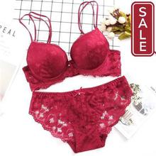 SALE -  New  Lace Embroidery Bra Set Women Plus Size Push Up