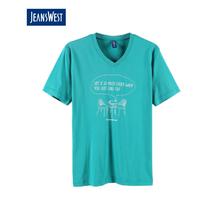 Kapadaa: Jeanswest Short Sleeve Print Crew Tee – Dark Turquoise