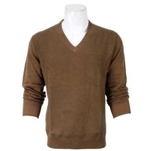 Chocolate Brown Cashmere V-Neck Sweater For Men