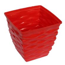 Red Textured Plastic Flower Pot