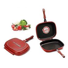 Red 14 Inches Nonstick Double Pan
