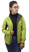 Green/Black Bonded Fleece Light Jacket With Hood For Women