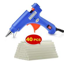 Mini Hot Glue Gun With 40 Pieces Melt Glue Sticks-Blue