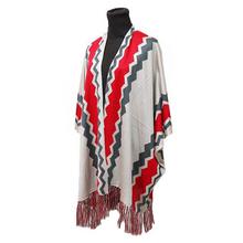 Intarsia Poncho With Fringe