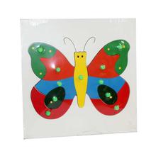 Multicolored LTM-Butterfly Inset Tray Puzzle With Knobs For Kids