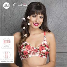 Clovia White/Red Floral Printed Non-Padded Underwired Bra For Women